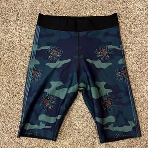 Womens Ultracor Aero Shorts Bike Shorts Blue Green Camo Lotus Flower Size XL